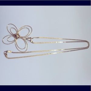 14k Yellow Gold Butterfly Pendant and Chain